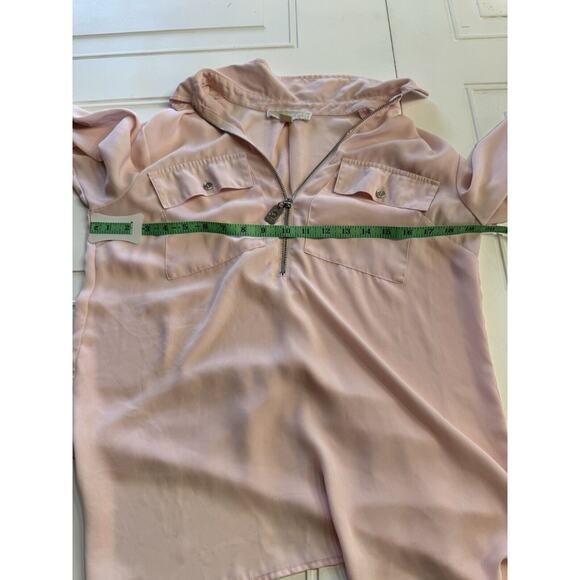 MICHAEL Michael Kors Semi Sheer Pink Half Zip Pink Blouse Top Size Small - Picture 4 of 5